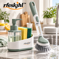 rfeskjhl Soap Dispensing Dish Brush with Push Button and Ergonomic Long Handle
