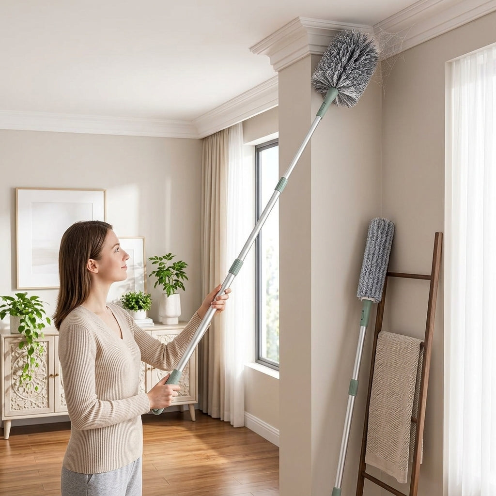 rfeskjhl™ Extendable Cobweb Duster with Telescopic Pole for High Ceilings