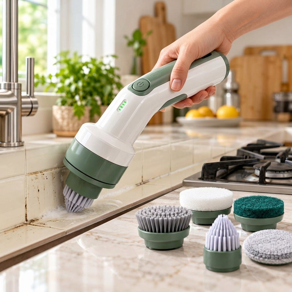 rfeskjhl™ Cordless Spin Scrubber with 6 Brush Heads