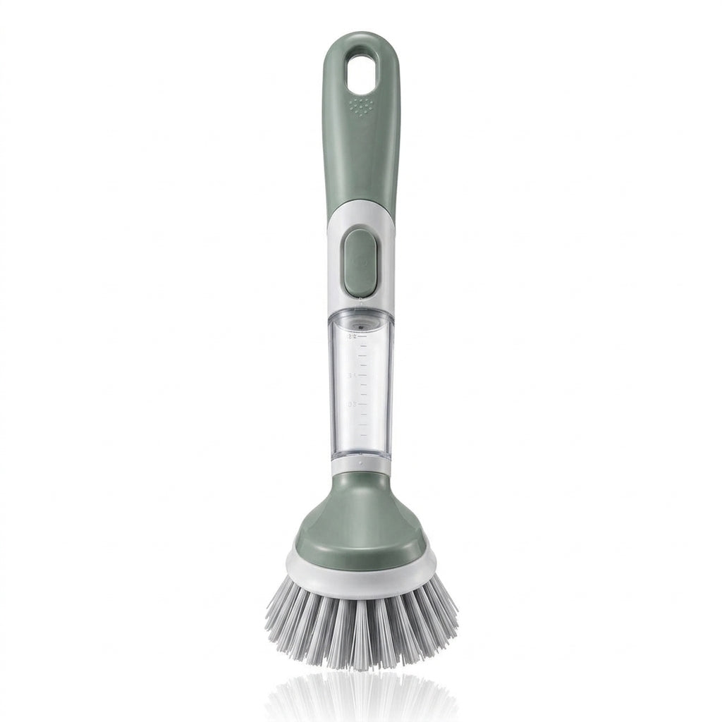 rfeskjhl Soap Dispensing Dish Brush with Push Button and Ergonomic Long Handle
