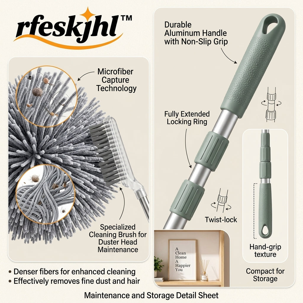 rfeskjhl™ Extendable Cobweb Duster with Telescopic Pole for High Ceilings